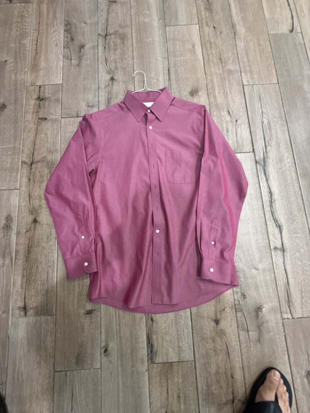 Roundtree & Yorke Gold Label Dress Shirt Size 16 34 Pink Slim Fit Non-Iron